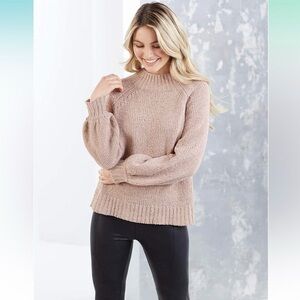 Mud pie | Liara Lurex Chenille Sweater Women's Size S blush tan